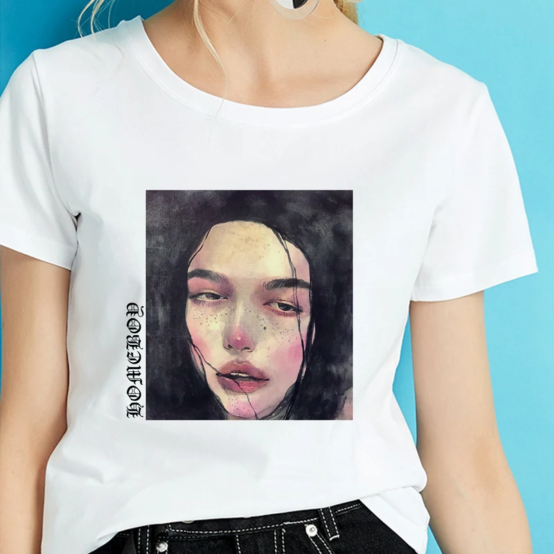 E Girl Эстетическая футболка в стиле Харадзюку женская одежда летний Свободный Топ