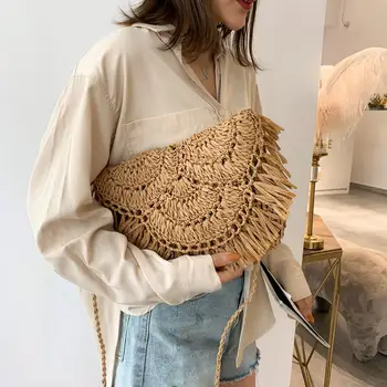 

Summer Straw Bags Handmade Tassel Small Beach Bags 2020 Raffia Rattan Woven Handbags Vacation Shoulder Crossbody Bags Clutch