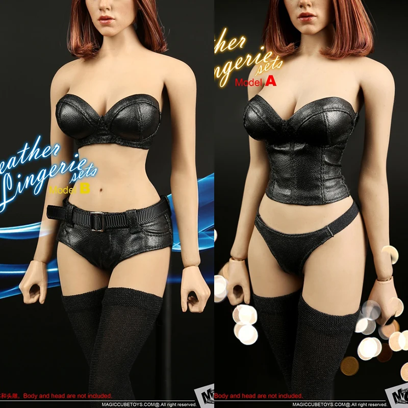 In-stock 1/6 Scale MC TOYS F-049 Female Leather  Lingerie Clothes Set A/B 