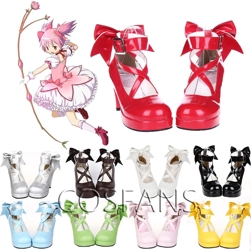 

13 цветов Puella Magi Madoka Magica Kaname Madoka Lolita Платформа туфли-лодочки на высоком каблуке обувь для косплея любого размера 6,5 см реквизит на Хэллоуин