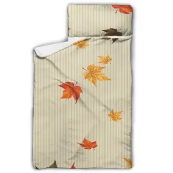 

Autumn Leaves Nap Mat with blanket and Pillow for Toddler Baby Girls Portable Rolled Travel Blanket