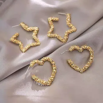

New Fashion Heart Statement Earrings For Women Gold/Silver Color 2020 High Fashion Jewelry Star Earring Girls Gifts