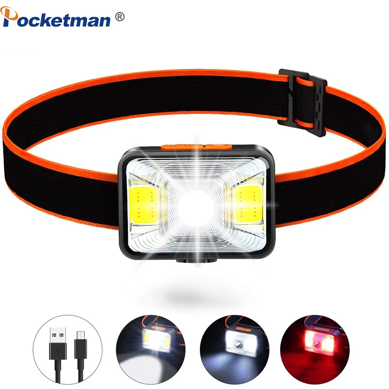 

8000LM Headlamp Brightest Rechargeable COB T6 LED Headlamp Waterproof Headlight Head Light Lamp With USB for Fishing, Camping