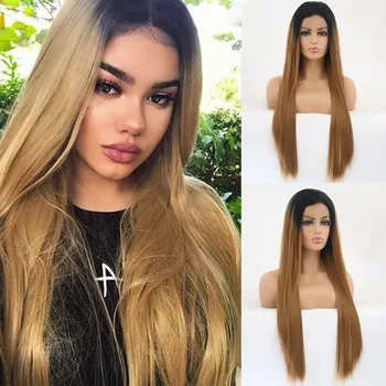 

Brazilian Silk Straight Ombre 13x6 Lace Front Human Hair Wig with Baby Hair for Black Women Natural Hairline Bleached Knots