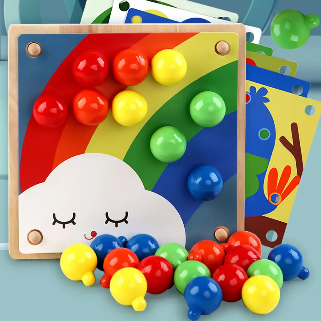 Wooden Mushroom Nail Mosaic Pegging Board Educational Toys Creative Gifts Peg Puzzle Buttons Art for Age Over 3 Years Old Baby 2
