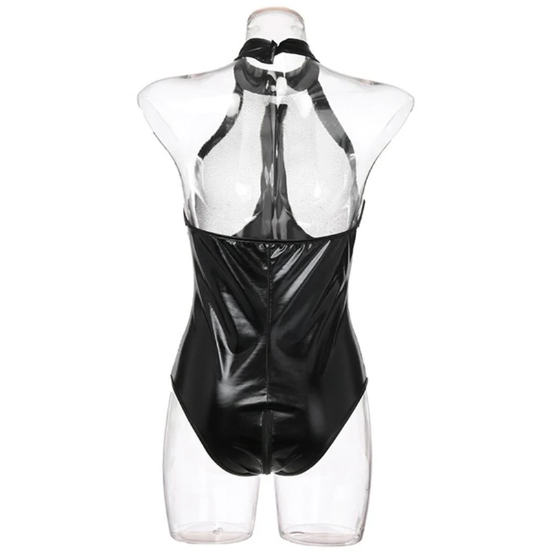 Женские сексуальные лакированные кожаные боди чулок для тела, открытая промежность тела костюм сексуальные вечерние костюмы