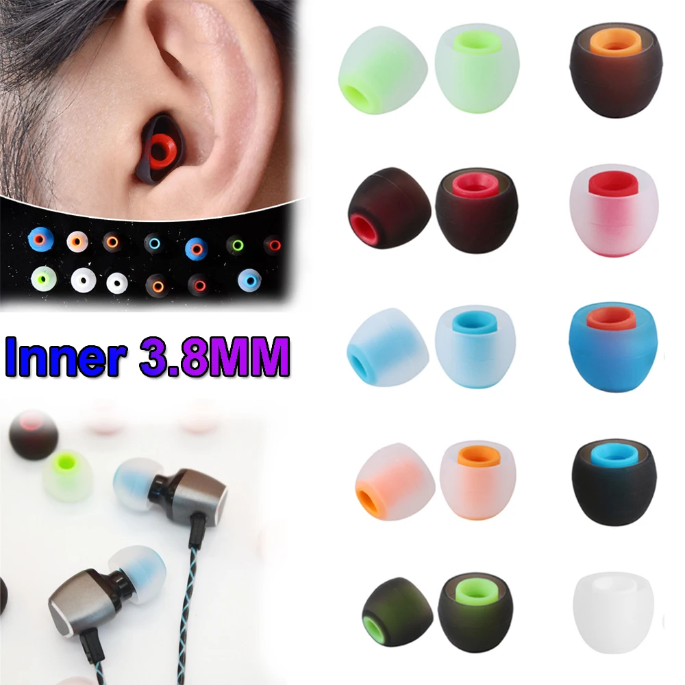 

1Pair 3.8mm Universal Colorful In-ear Earphone Headphone Silicone Earbuds Replacement Rubber Ear Tips Headphone Accessories