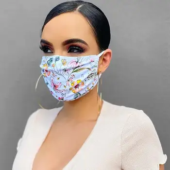 

Breathable Washable Face Mask Women Printing Mask Mouth Mask Unisex PM2.5 Windbreak Filter Anti-Pollution mascherine W3