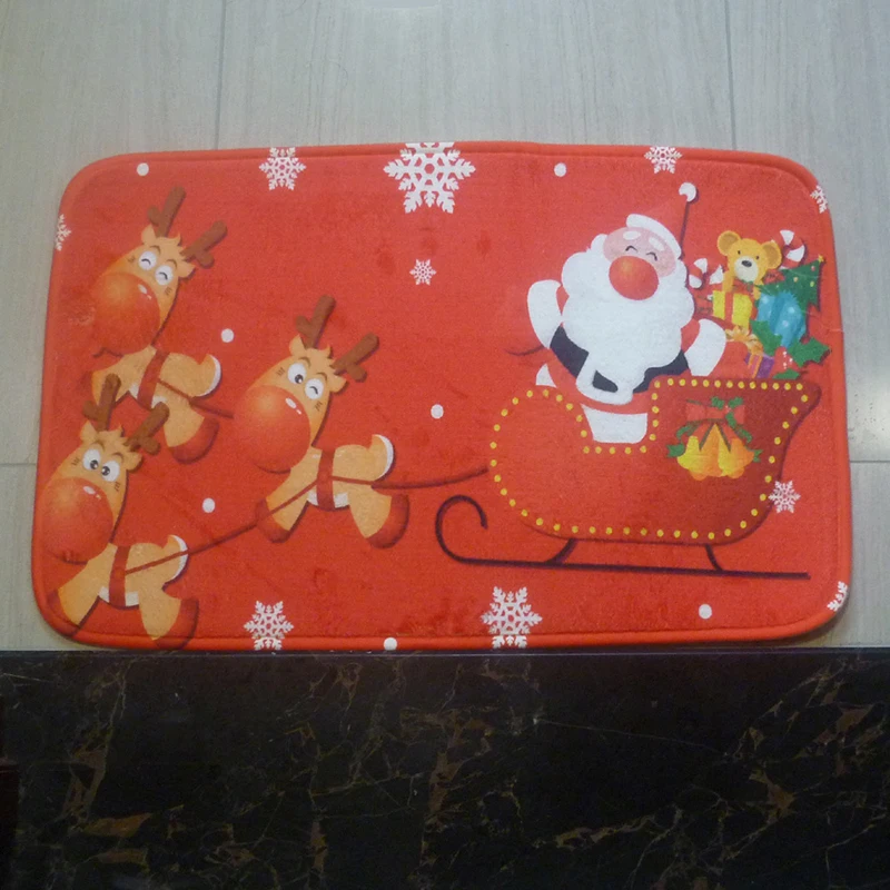 

Soft Flannel Entrance Mat Universal Door Mat Merry-Christmas Decoration Non Slip Indoor Outdoor Doormat Reindeer Pattern