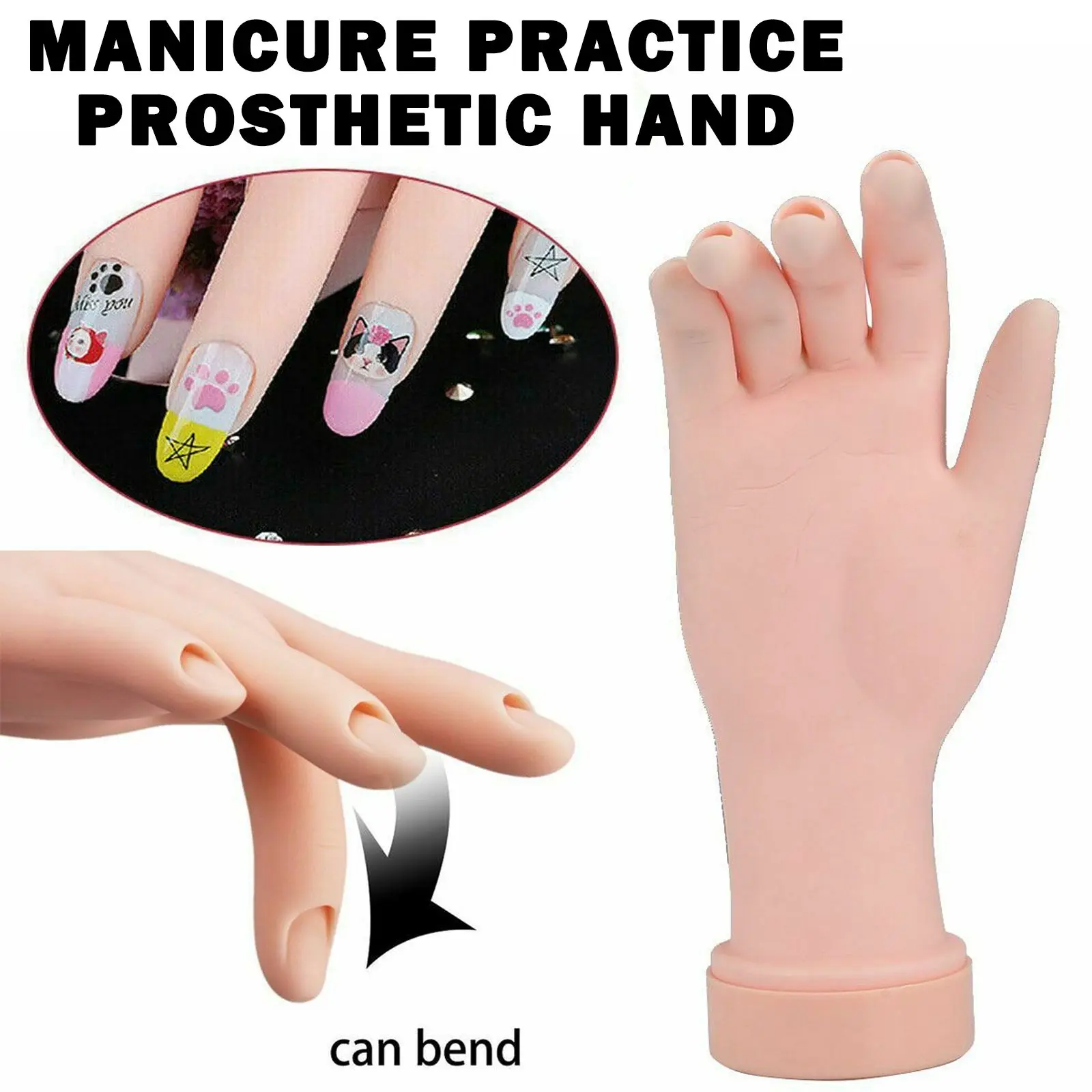 

1 шт. гибкая Мягкая ручная модель для обучения ногтям, искусственная поддельная ручка для принтера для ногтей, инструменты для демонстрации ювелирных изделий, можно сгибать