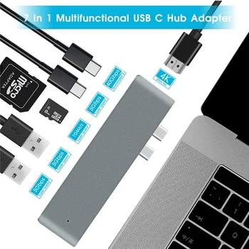 

Dual Ports USB C Hub Adapter to HDMI USB 3.0 Micro SD/TF Reader with 60W 3A PD Powered for MacBook 2017 2018 Pro Air Type C HUB