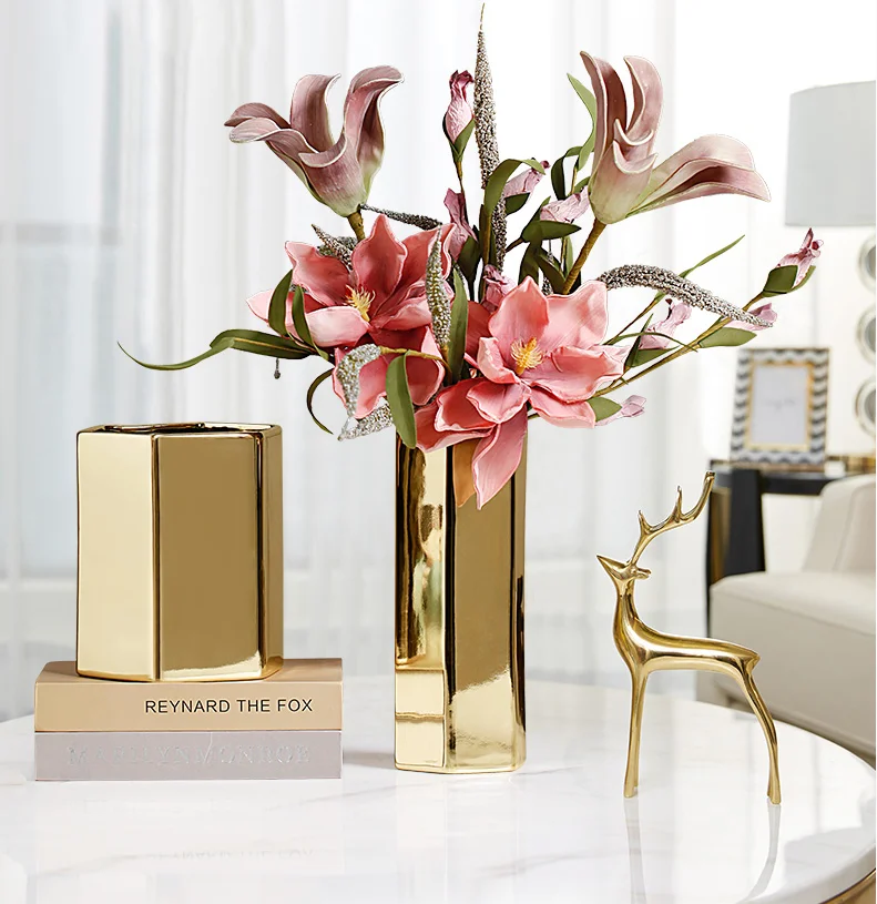 Золотой век светильник роскошный Европейский современный ваза украшение креативная гостиная сушеные цветочные композиции набор цветов