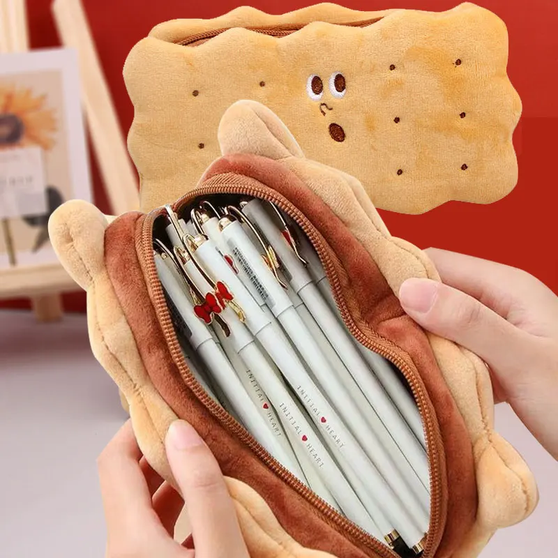 Bolsa de lápices Kawaii para galletas, estuche grande de felpa, bolsa de lápices creativa Simple, suministros escolares bonitos para estudiantes, 2022 - AliExpress para oficina y escuela