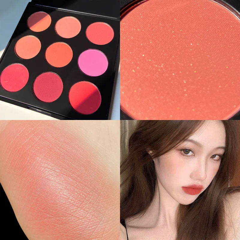 

9 Colors Matte Peach Blossom Blusher Blush Powder Face Pigment Palette Blush Contour Bean Paste Color