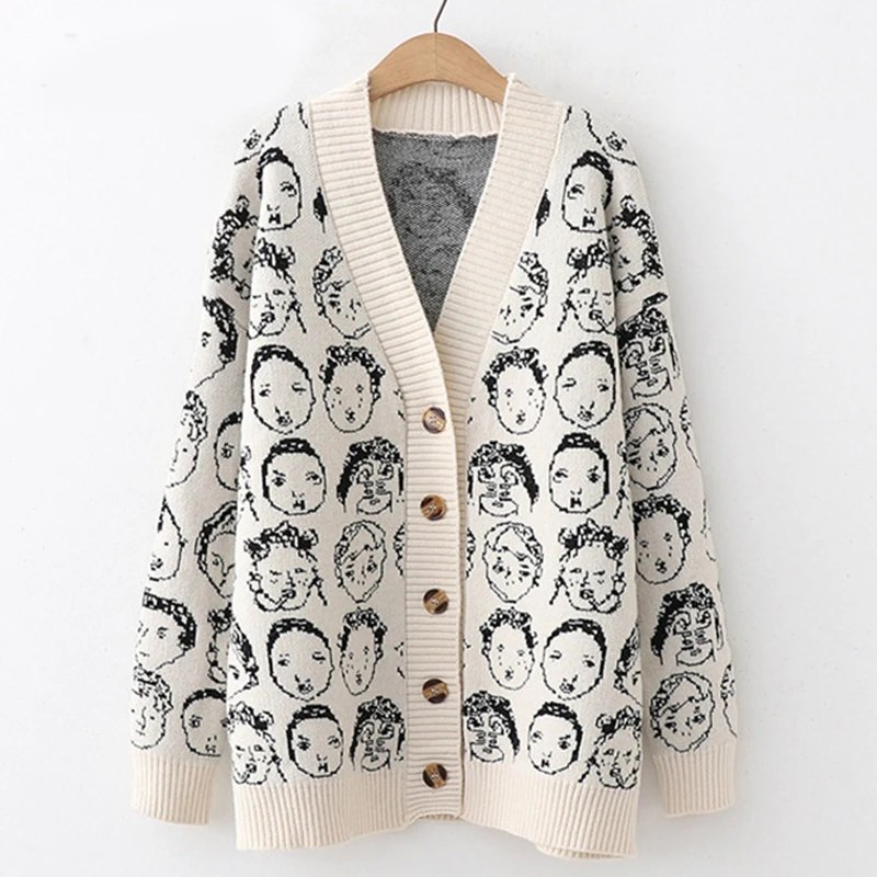 

2020 New Cardigan Women Vintage Knitted Harajuku Korean Casual Kawaii Sweater Loose Winter Autumn Single Breasted W024