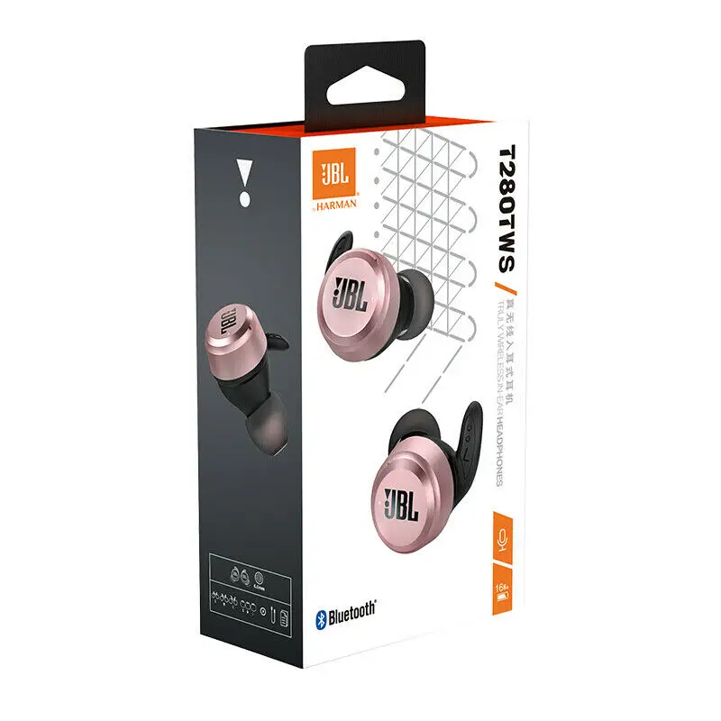JBL T280 TWS Bluetooth Wireless Earbuds HARMAN Sports Mini Bluetooth Headsets Wireless Earbuds With Charging Case Microphone