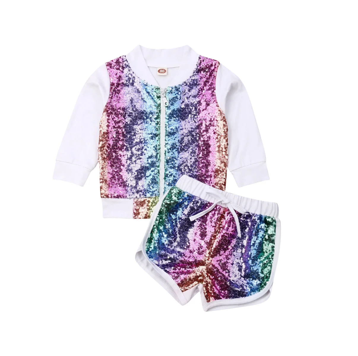 Изысканная одежда для девочек коллекция года, осенняя одежда детский осенний свитер для девочек пуловер с косой молнией и блестками, топы, шорты, одежда из 2 предметов