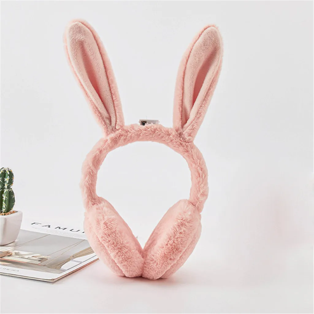 Orange Зимние защитные наушники для женщин, забавные зимние наушники из искусственного меха, теплые плюшевые вечерние наушники с заячьими ушками#251213 - Цвет: Orange