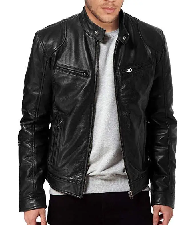 all saints leather jacket mens 2021 Winter Leather Jacket Men Motorcycle Jacket Slim Fit PU Jacket Mens Street Biker Coat Pleated Design Zipper Plus Size 5XL lightweight leather jacket