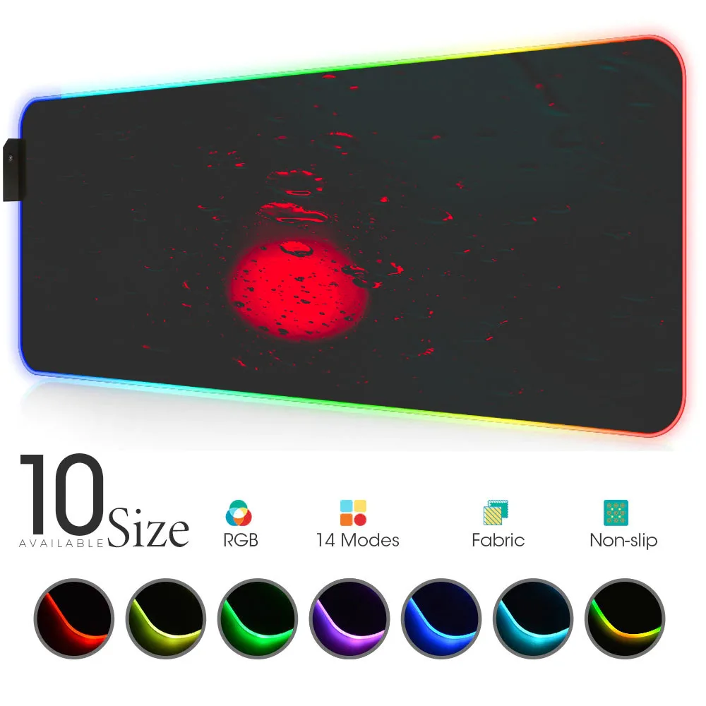 

Glow RGB Mouse Pad Black and red Gamer Accessories Large LED MousePad Gaming PC Desk Play Mat with Backlit Rubber computer Mat