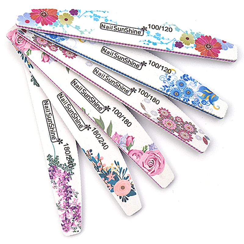 100pcs/lot Professional Nail Art File Buffer Half Moon Washable UV Gel Nail Polishing Grinding Sanding 100/120/180/240 Manicure