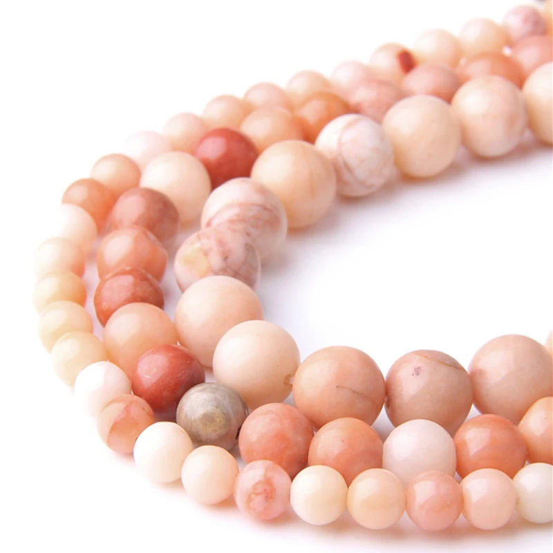 

Natural Pink Aventurine Stone Round Loose Spacer Beads 4 6 8 10 12MM Fit Jewelry Making Bracelet Necklace Mineral Accessories