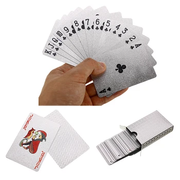 

Sliver Waterproof Playing Cards Poker Plastic Deck Sliver Foil Poker Set Board Game Magic Cards Gift Collection for Sale
