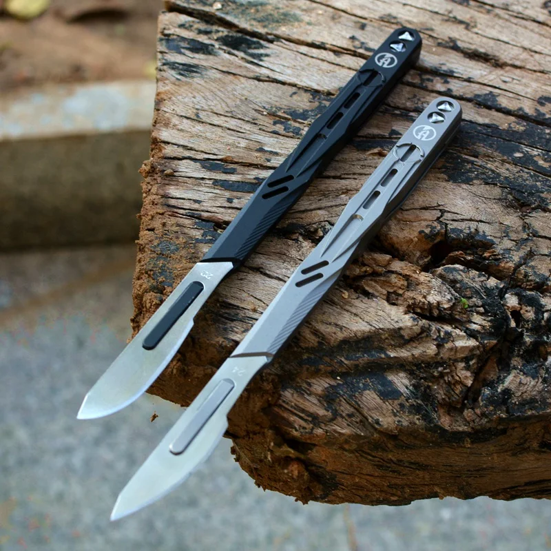 

Titanium Alloy Knife Sharp Mini Straight Handle Utility Knife EDC Portable Open-box Surgical Knife