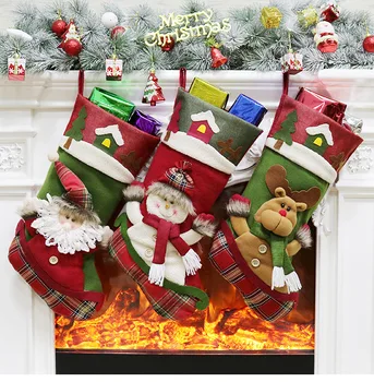 

Cute Plush Toy Christmas Snowman Deer Santa Claus Socks Git Pocket Candy Bag Soft Stuffed Toys Christmas Gift #3268