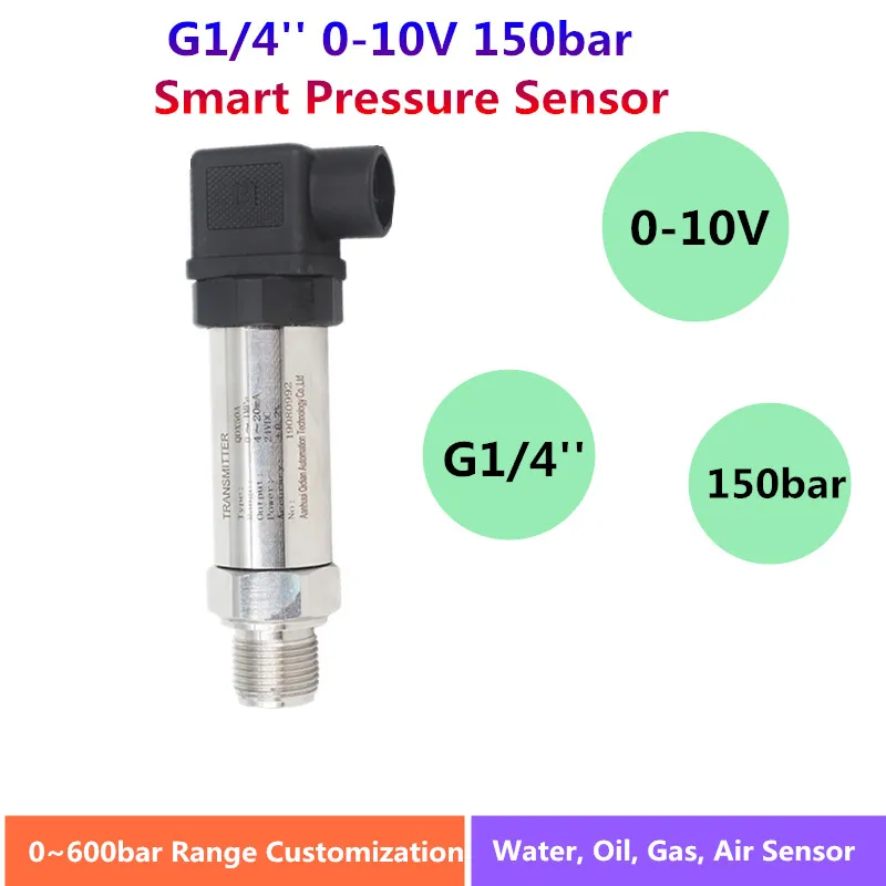 Pressure sensor 4-20mA 0-10V Pressure Sensor 0.1bar/10bar/145psi gauge 24V Supply G1/4