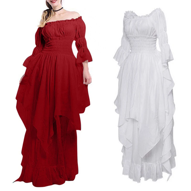 Женское винтажное платье для косплея, длинное платье в стиле эпохи Возрождения, готика, Хэллоуина, панк, женский модный вечерний костюм, платье принцессы для выпускного вечера