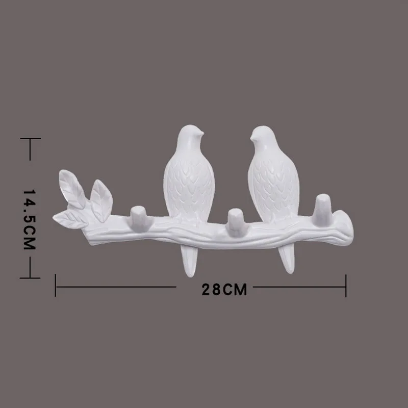 Two birds-W Птица настенный крючок одежда дисплей ключ сумка шарф держатель животное минималистичный настенный домашний домработница декор черный белый грузоподъемность 15 кг - Цвет: Two birds-W