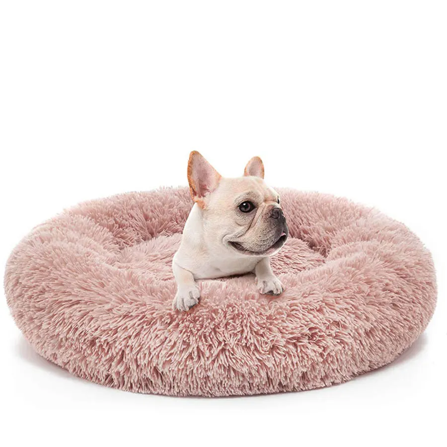 Soft Dog Bed Warm Plush Puppy House Winter Round Kennel Portable Comfortable Sofa Cushion For Dogs Cats Pet Sleeping Supplies