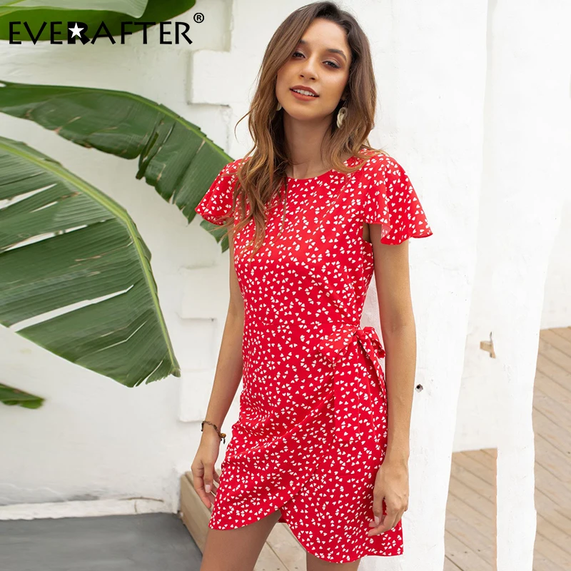 Женское короткое пляжное платье EVERAFTER облегающее с круглым вырезом коротким