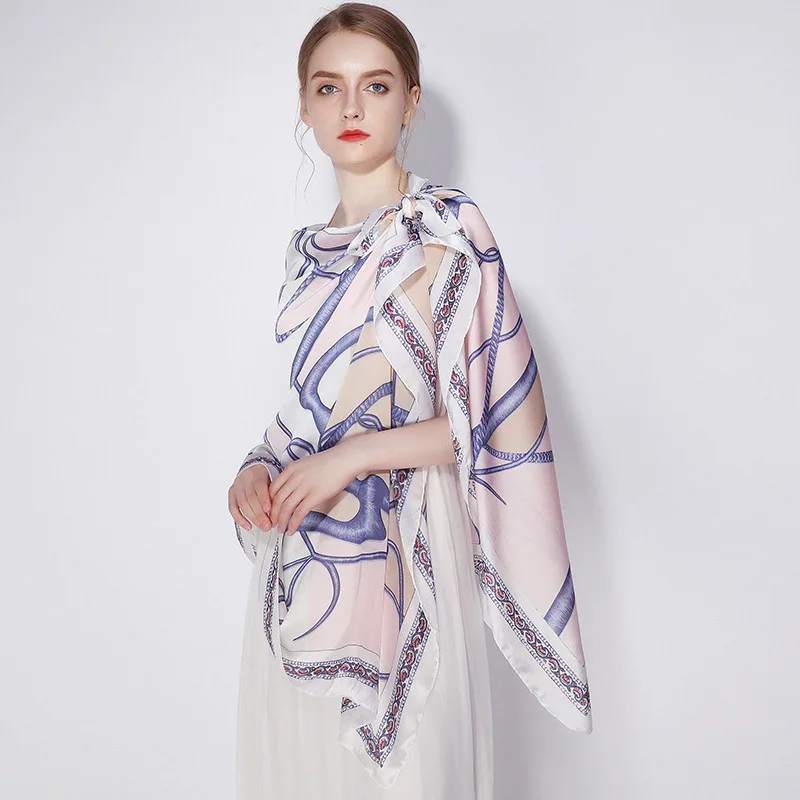 

2020 Luxury Brand New Summer Women Silk Scarf Beach Cover-ups Shawls and Wraps Female Foulard Free Shipping