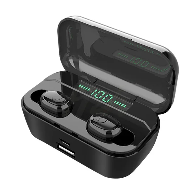 TWS 5,0 Bluetooth наушники 8D стерео беспроводные наушники мини беспроводная гарнитура с 3500 мАч power Bank наушники - Цвет: Binaural LED Black