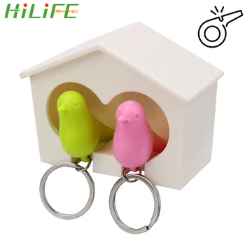 

HILIFE Key Organizer Couple Keychain Keyholder Hanger Wall Mounted Double Bird Nest Sparrow House Bird Whistle Storage Rack
