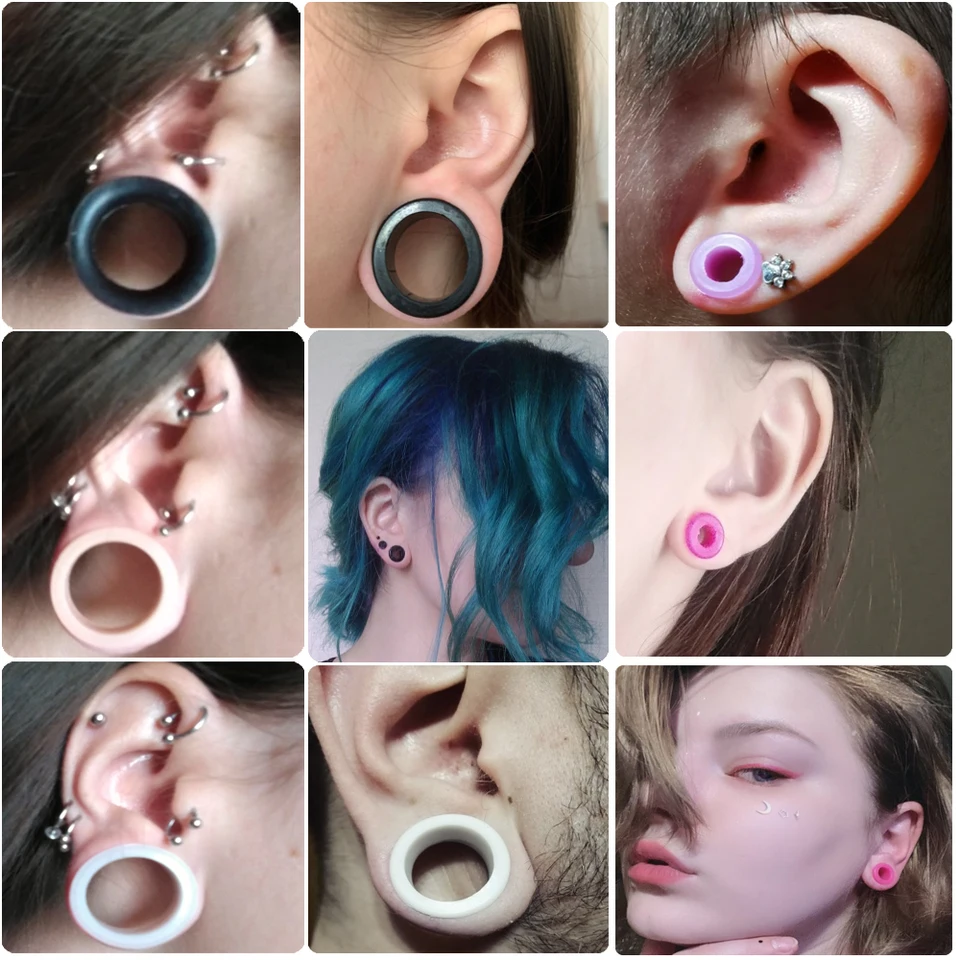 Set de 9 Flesh Tunnel Plug Piercing Dilataciones Pendientes Expansor Kit Oreja 2 3 4 5 6 8 10 12