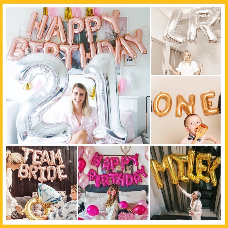 Letter Balloon Globos Alphabet Air-Anniversary-Decor Rose-Gold Kids 16inch Party Wedding