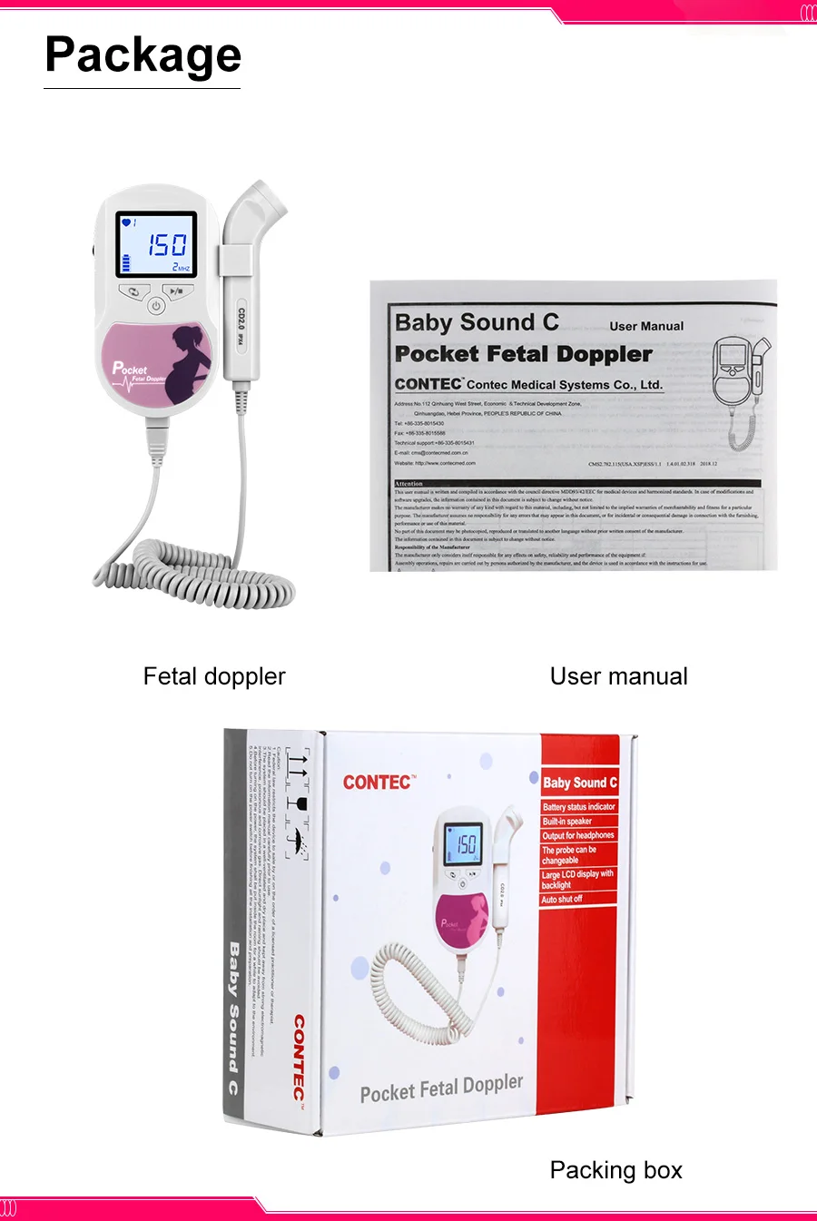 contec pocket fetal doppler baby sound c