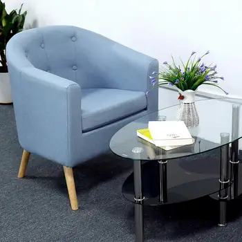 

Minimalist Six Button Linen Sofa Chair Safe Non-slip Easy To Clean Couch Chair Elm Leg Bar Living Room Chairs Home Furniture HWC
