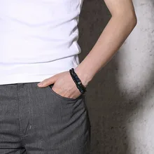 Vnox Слоистые браслеты из натуральной кожи для мужчин нержавеющая сталь магнитная пряжка панк Жесткий человек Жесткий браслет