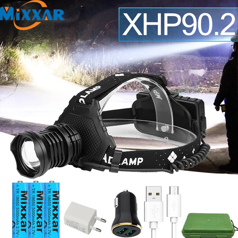 Head Flashlight head flashlight cob headlamp Z20 Most Powerful XHP90 Led Headlamp 8000LM USB Rechargeable Headlight Waterproof Zoom Fishing Light Use 18650 Battery