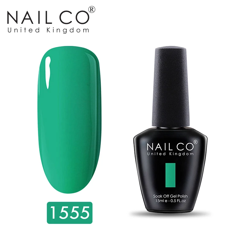 NAILCO, новинка, 15 мл, УФ Гель-лак, лак для ногтей, набор красок, маникюр, геллак, Полупостоянный Гибридный гвоздь, искусство, макияж, Черный Гель-лак для ногтей - Цвет: 1555