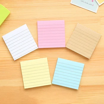 

1 Pc Simple Kraft Paper Horizontal Line Small Note Book Candy Color Square Message Note Repeatedly Posted Sticky Note