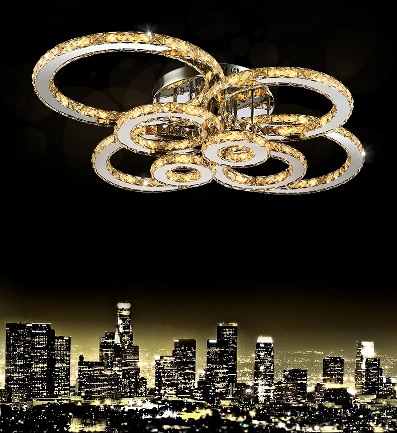 long chandelier Modern Led Crystal Ring Chandelier Ceiling Chandeliers Lusters With Remote Control Living Room Bedroom Kitchen Fixture Lights chandelier light