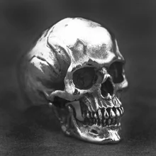 Human Cranium Rings Heavy Gothic Men's Skull 316L Stainless Steel Biker Ring Punk Jewelry