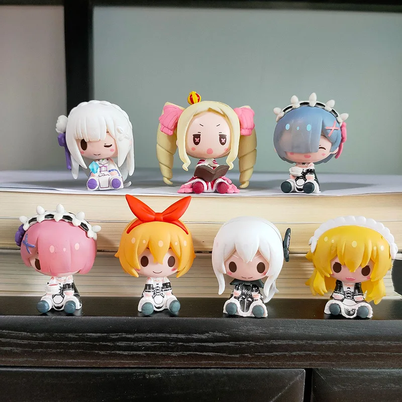4-5cm 7pcs Re:Life In A Different World From Zero Rem Ram Action Figure Q Version PVC Collection Model Toys for Christmas Gift | Игрушки и