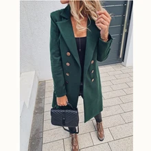 Женское длинное шерстяное пальто на зиму и весну, шерстяное пальто с двумя пуговицами, модное однотонное тонкое пальто, верхняя одежда Manteau Femme