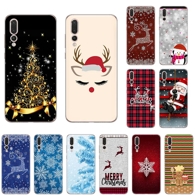 

christmas snow deer Grid puzzle SOFT TPU Silicone Phone Case for huawei P40 P30 P20 lite P-SMart2019 P10 P9 P8 Nova 6 4 5 5i Pro